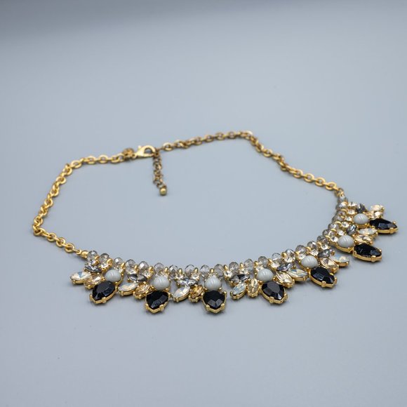 Black, Gold and Diamond CZ Statement Necklace - Picture 2 of 4